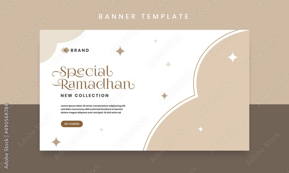 Ramadan banner design template. Web design, landing page vector illustration.