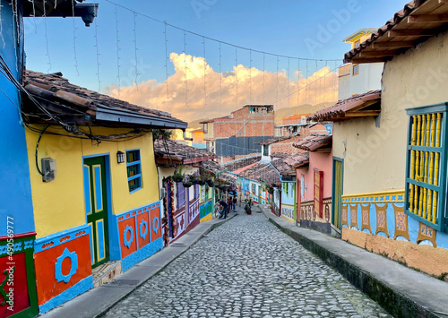 Streets of city colonial in Guatapé, Colombia