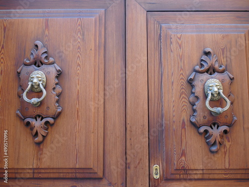 Door knocker on Carrer de sa lluna, Soller, Mallorca, Balearic Islands, Spain photo
