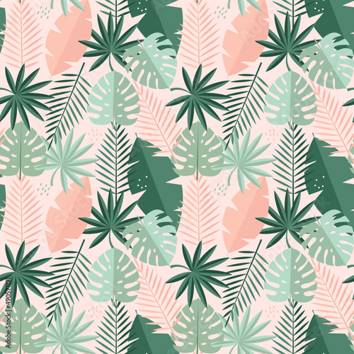 Wallpaper Mural Tropical Palm Leaves Seamless Pattern Background. Illustration Torontodigital.ca