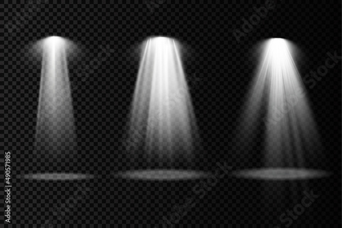 Set of white lighting spotlight  projector light.