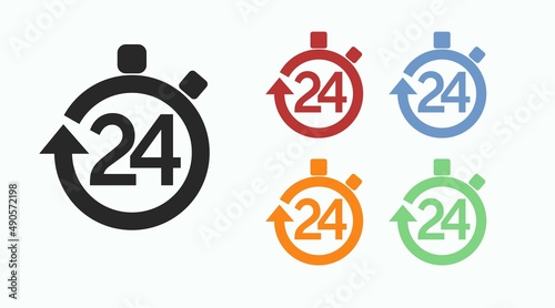 24 hours Icon or Logo Set. vector isolated editable flat set of 24 hours icons
