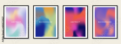 Gradient background set. Abstract cover, wall arts with colourful geometric shapes and liquid color. Website and banner.