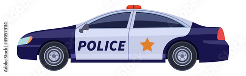 Police car side view. Patrol auto icon photo