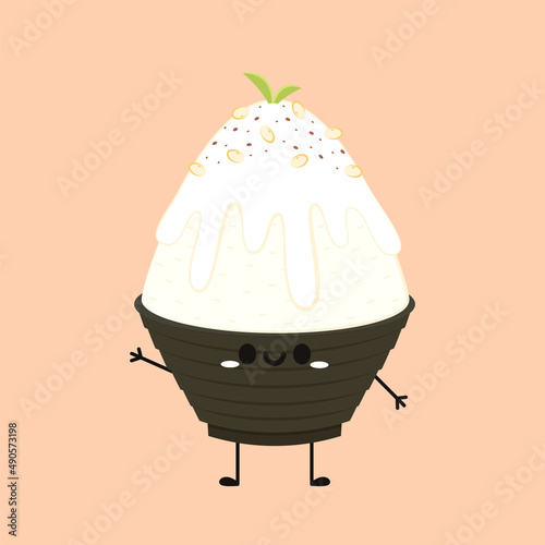 Bingsu is Korean dessert. Bingsu logo design. Bingsu character design.
