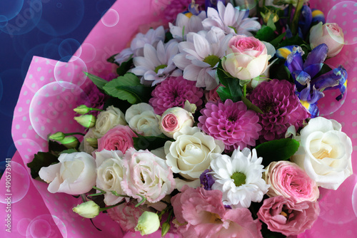 Beautiful spring bouquet of flowers. Congratulations to mom on her birthday or birthday