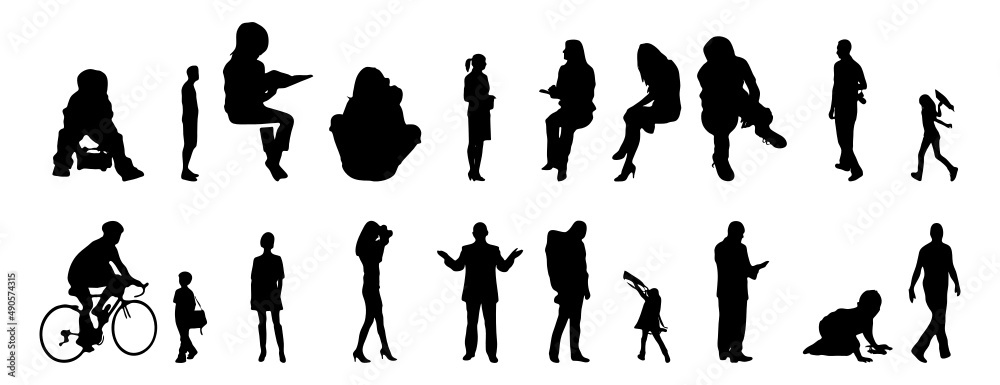 Vector silhouettes, Outline silhouettes of people, Contour drawing ...