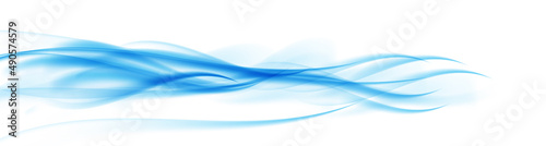 Abstract blue leaping into the distance Wave on white Background. Illustration