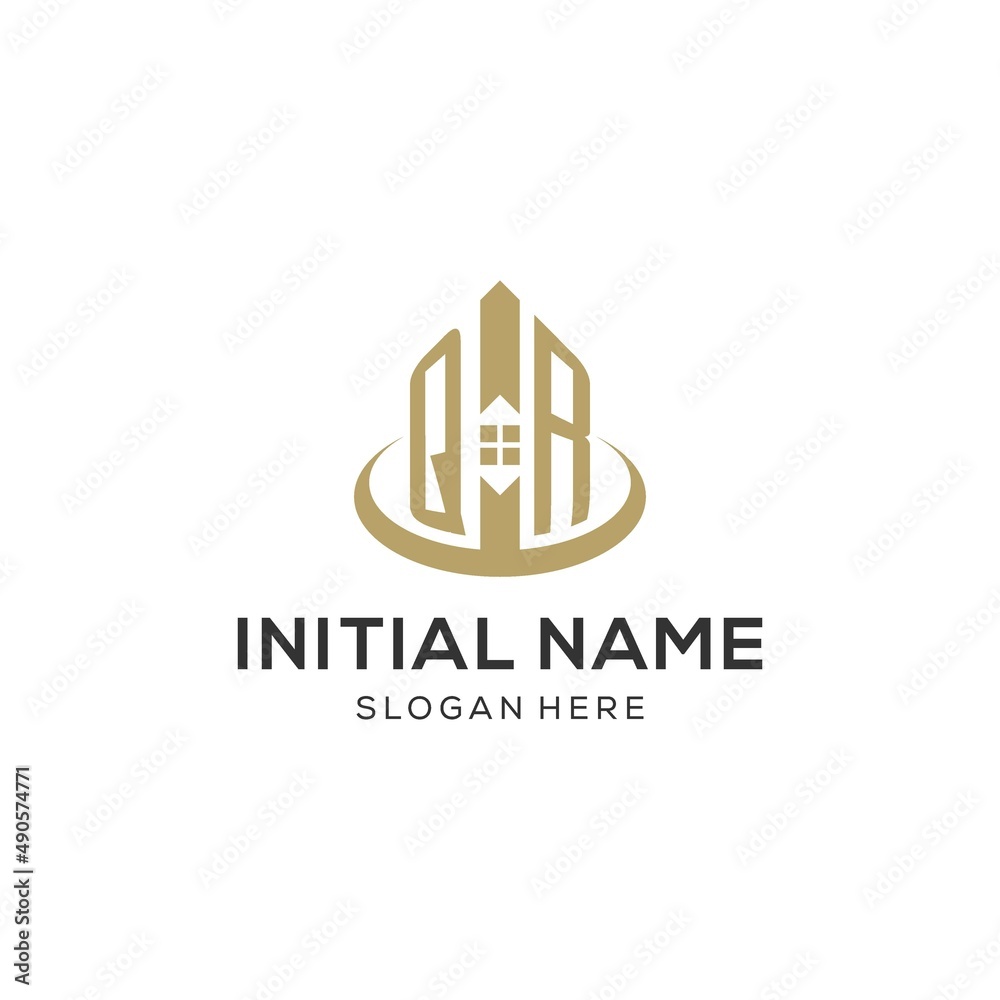 Initial QR logo with creative house icon, modern and professional real ...