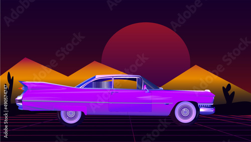 car on the road martian landscape mexico town