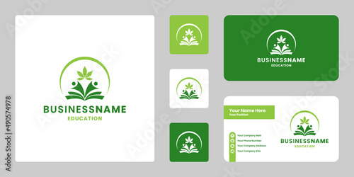 marijuana education logo design. cannabis education logo design with business card design.