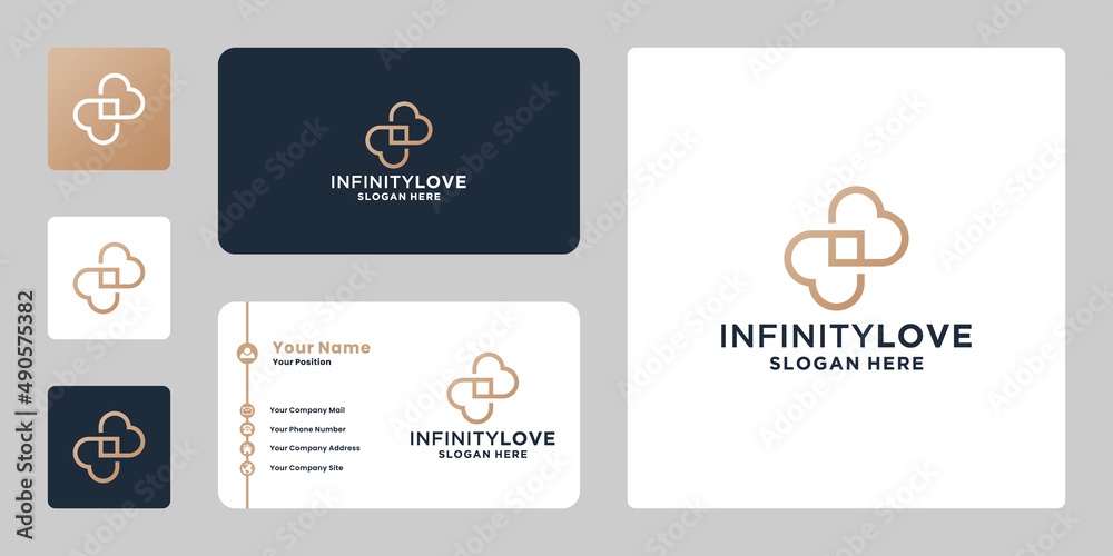 infinity love logo design modern and minimalist. infinity love line art style logo symbol.