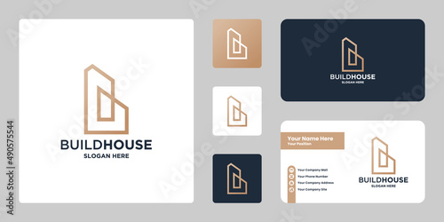 letter B with building logo design combination. B building logo design template.