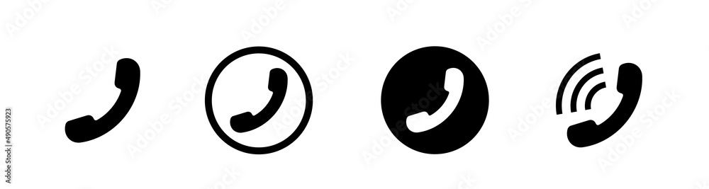 Phone icons set. Black icons isolated on white background. Phone icons set. Black icons isolated on white background.