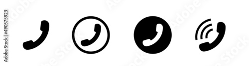 Phone icons set. Black icons isolated on white background.