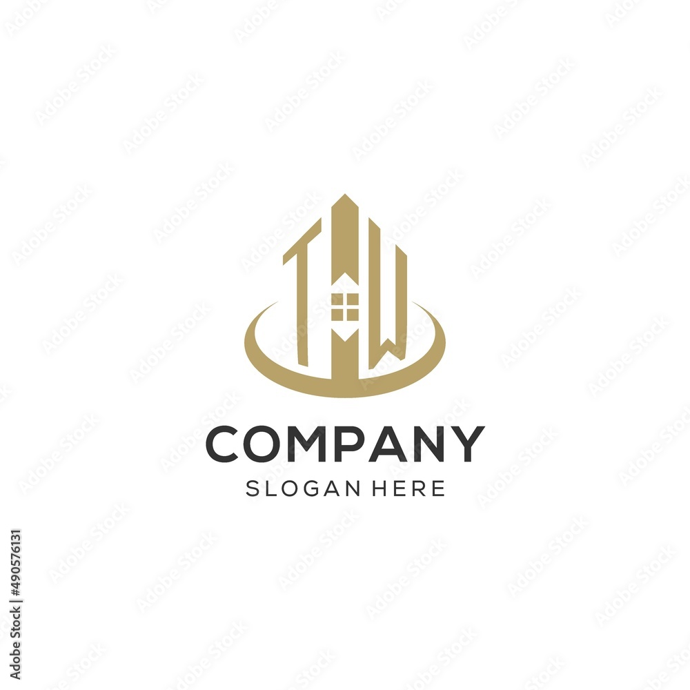 Initial TW logo with creative house icon, modern and professional real ...