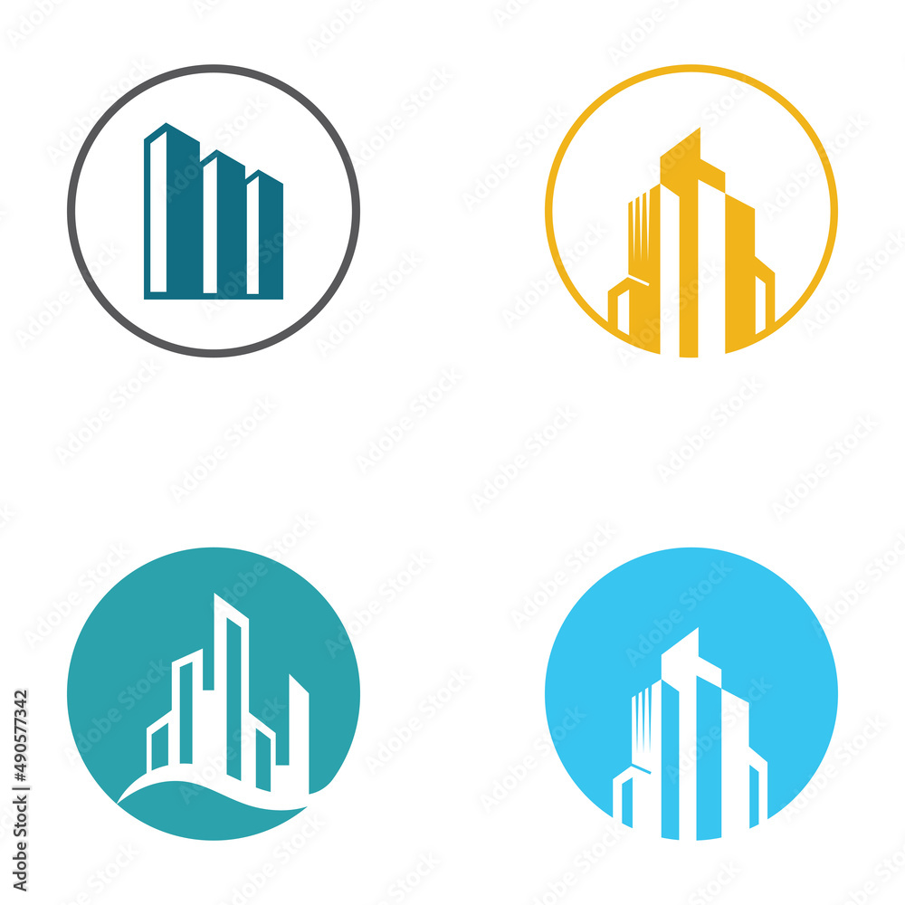 city skyline, city silhouette, modern city and city center. With logo design concept, icon and symbol illustration template. city skyline, city silhouette, modern city and city center. With logo design concept, icon and symbol illustration template.