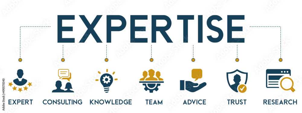 Expertise banner web icon vector illustration concept representing high