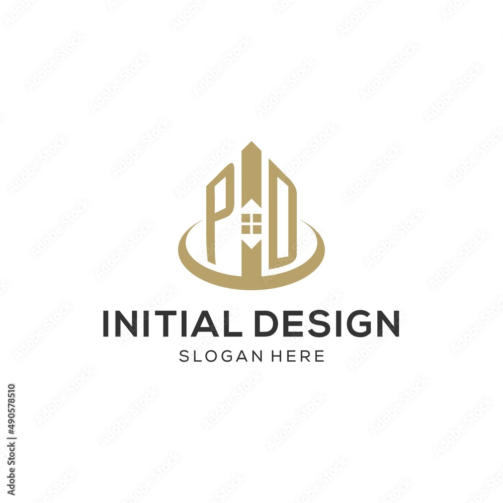 Initial PD logo with creative house icon, modern and professional real ...