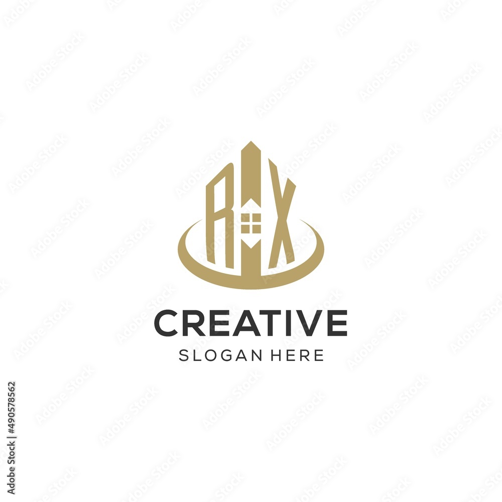 Initial RX logo with creative house icon, modern and professional real ...