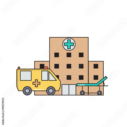 First medical aid concept medical icons in trendy line style isolated on whit...