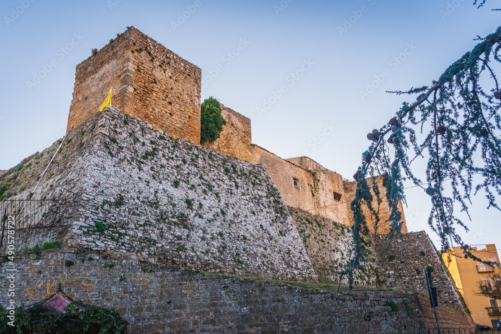 View of the Ancient Aragonese Castle in Piazza Armerina, Enna, Sicily, Italy, Europe