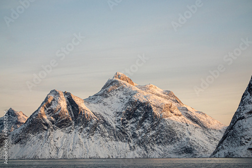 Snow mountain sunset