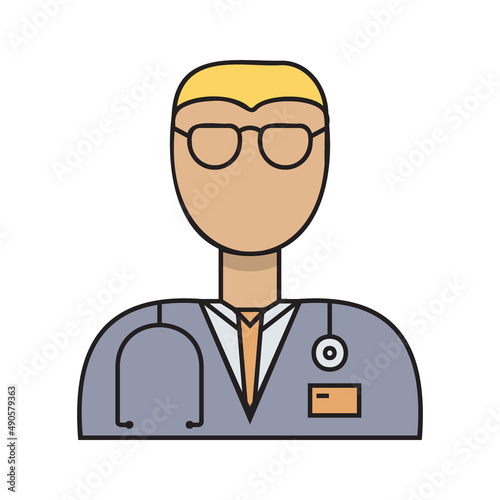 Doctor simple medicine icon in trendy line style isolated on white background...