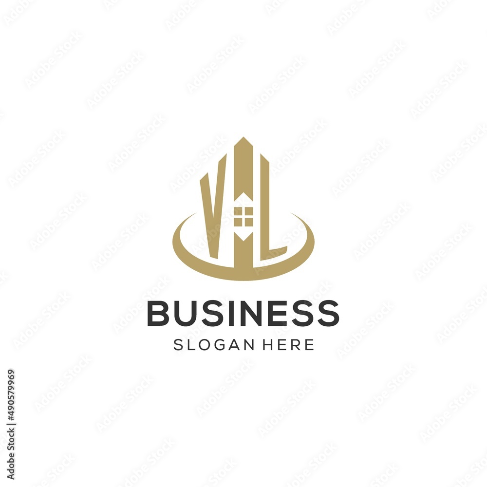 Initial VL logo with creative house icon, modern and professional real ...