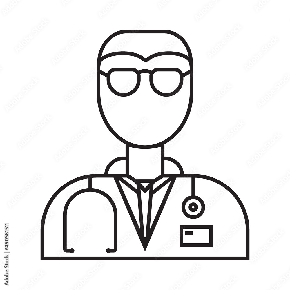 Doctor simple medicine icon in trendy line style isolated on white background for web applications and mobile concepts. illustration