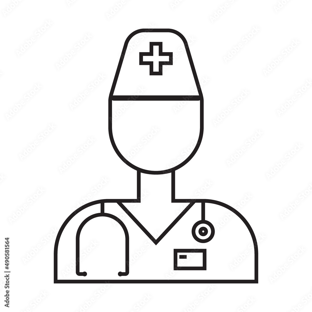 Doctor simple medicine icon in trendy line style isolated on white background for web applications and mobile concepts. illustration