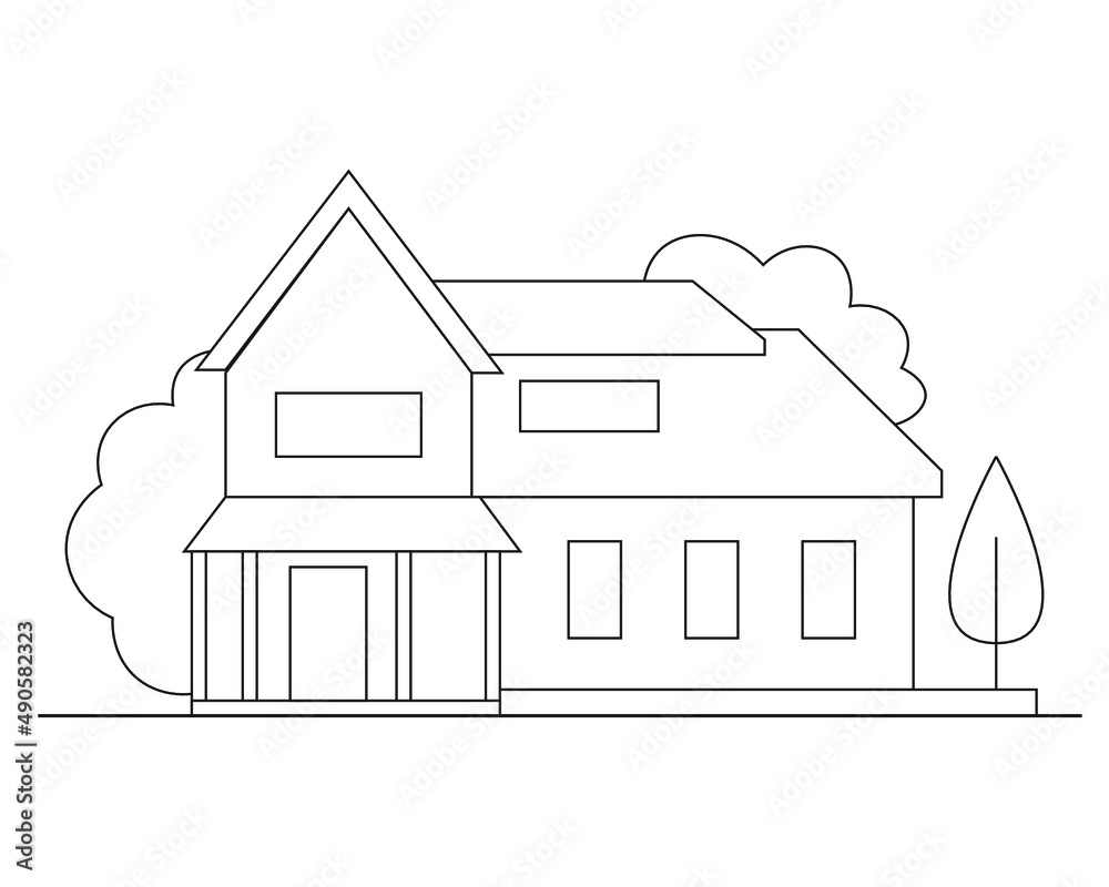continuous line drawing of house. illustration, building Stock Vector Image  & Art - Alamy