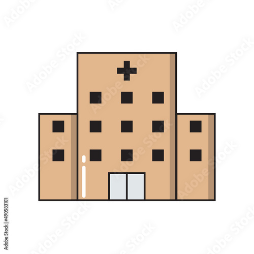 Hospital simple medical icon in trendy line style isolated on white backgroun...