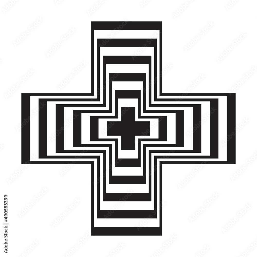 Obraz premium Abstract cross lines vector geometric shape for logo, web, print and modern and contemporary design wall art background in a glyph illustration