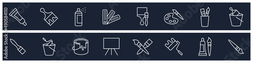 set of Brushes and Painting elements symbol template for graphic and web design collection logo vector illustration