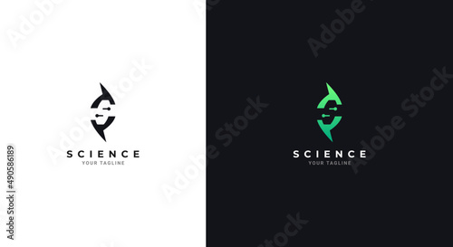 Dna logo and letter s for science technology icon symbol