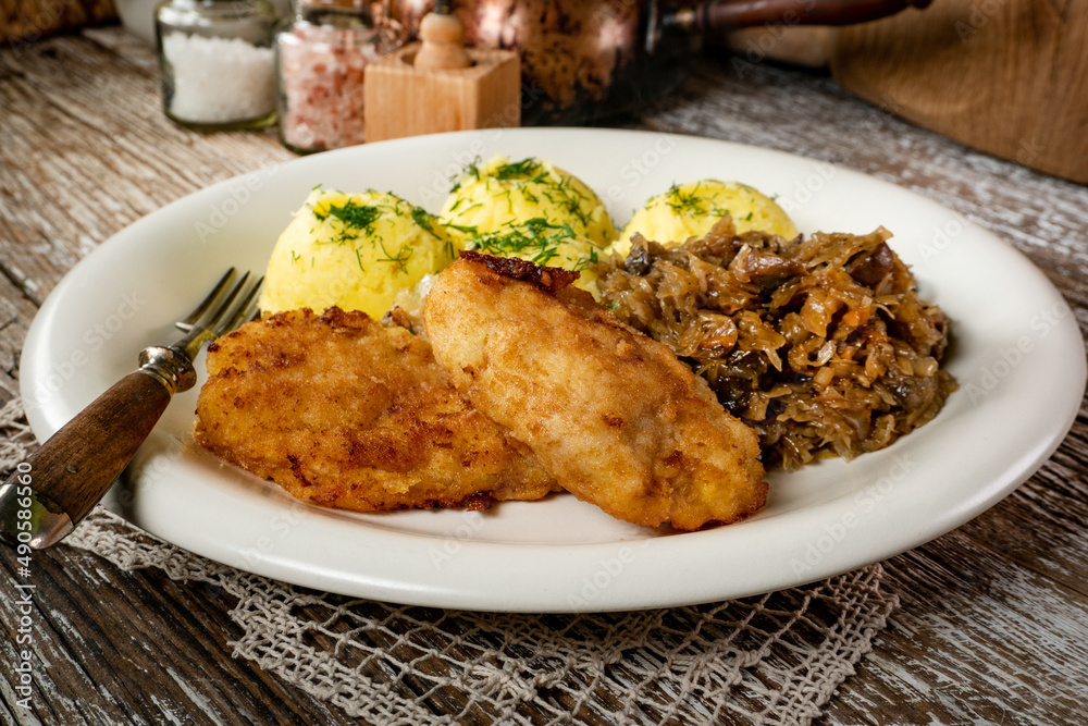 Fried cod fillet . Fried cod fillet .