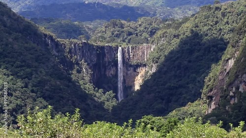 Zoom out of Avencal Waterfall in Urubici, Santa Catarina, Brazil.