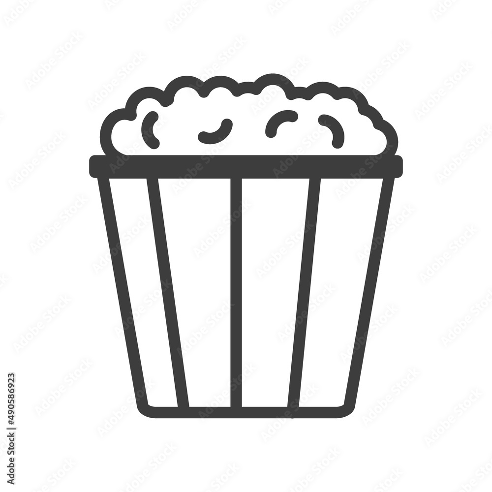 Pop Corn Simple food icon in trendy line style isolated on white background for web apps and mobile concept. Illustration Pop Corn Simple food icon in trendy line style isolated on white background for web apps and mobile concept. Illustration