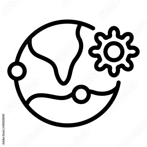 Global self isolation icon outline vector. Virus remote. Home coronavirus