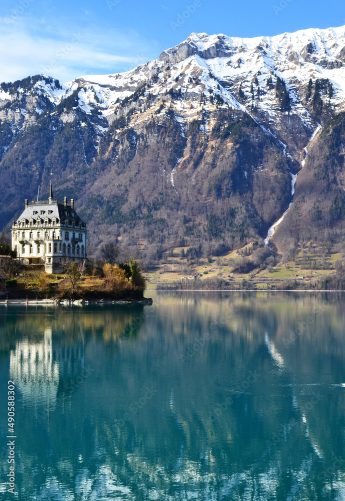 Castle Seeburg and Lake Brienz at Iseltwald, Switzerland