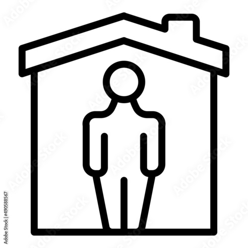 Home self isolation icon outline vector. Coronavirus work. Virus house
