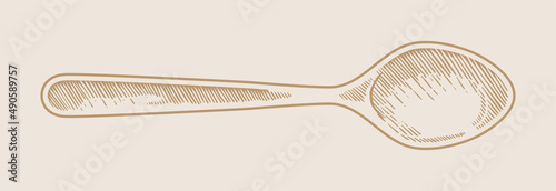 Old vintage spoon illustration, spoon engraving style illustration, woodcut, spoon icon line art style