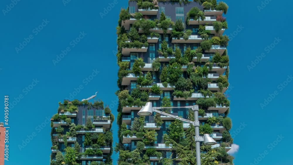 Bosco Verticale or Vertical Forest timelapse. It is a pair of two residential towers in the district of Porta Nuova, Milan