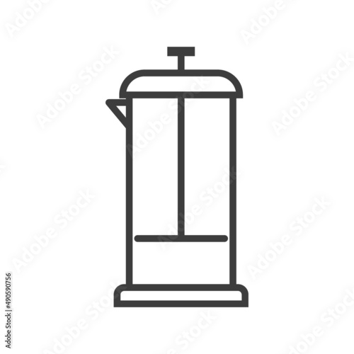 Teapot for tea, coffee. Simple food icon in trendy line style isolated on whi...