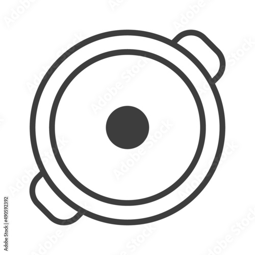 Casserole with lid. Simple food icon in trendy line style isolated on white b...