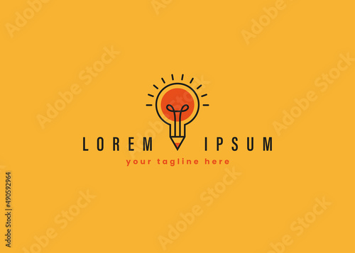 Creative logo with light bulb and pencil icon.