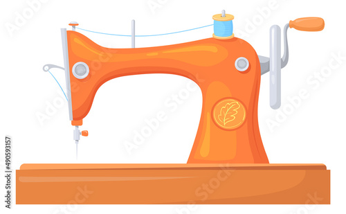 Sewing machine cartoon icon. Seamstress mechanic tool