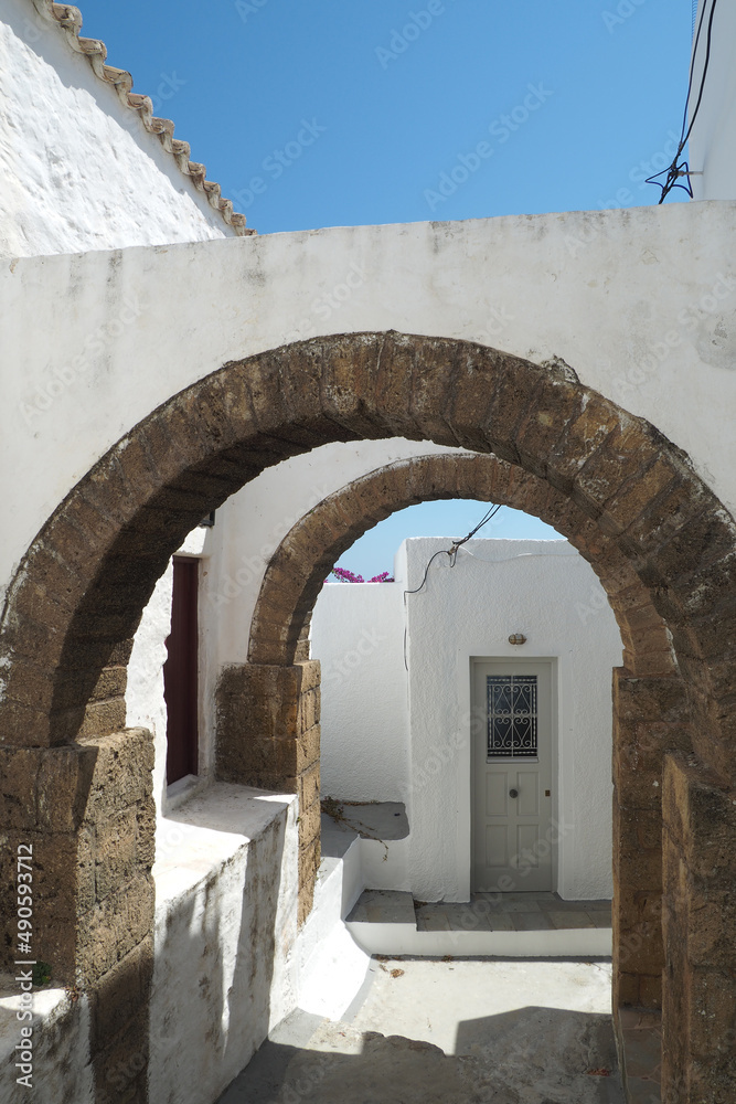 Naklejka premium Picturesque main village of Skiros island with view to Aegean sea, Sporades islands, Greece
