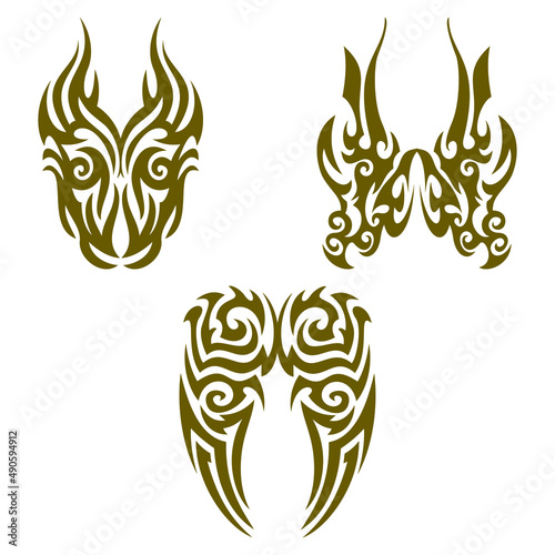 Tribal Tattoo Design Elements Set GOLDEN
